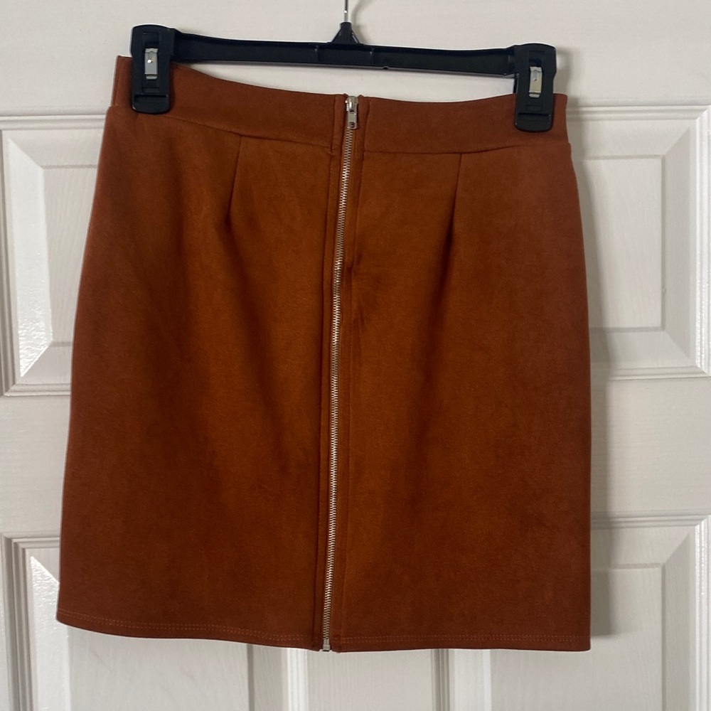 Windsor Tan Mini Skirt with Front Zipper